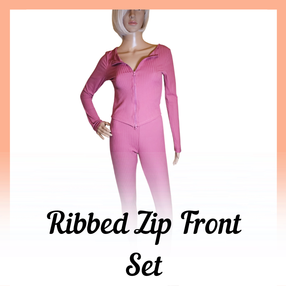 Ribbed Zip Front Set