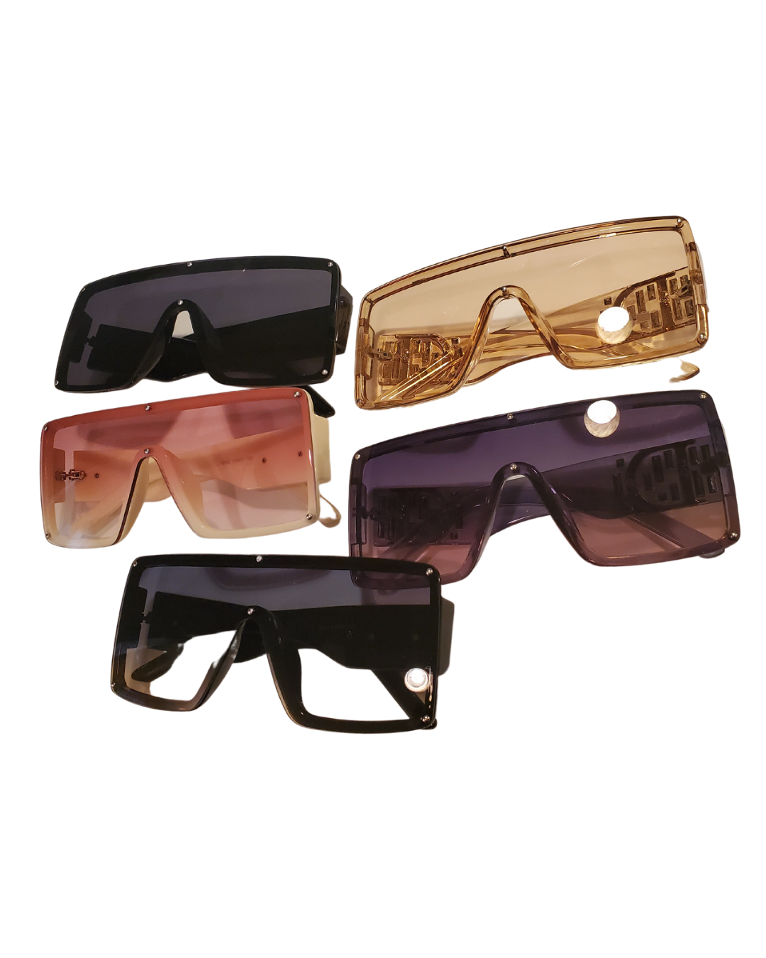 women sunglasses blocker. these shades are big shades. colors are cream, black, pink and cream, black and gray, black and pink