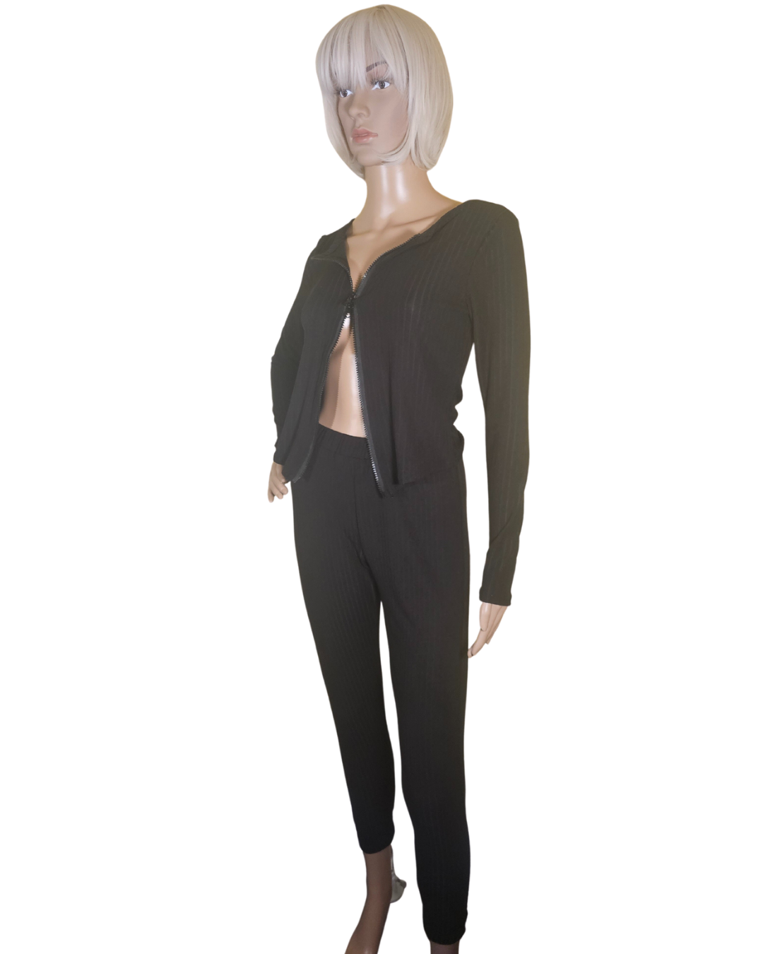 Women Regular Size Ribbed Zip Front Long Sleeve Top & Leggings Set – Dvine  Timing Collection LLC®️